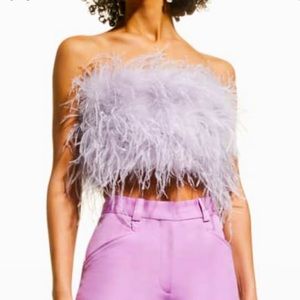 LaMarque Zaina Ostrich Feather Bustier Top size Small